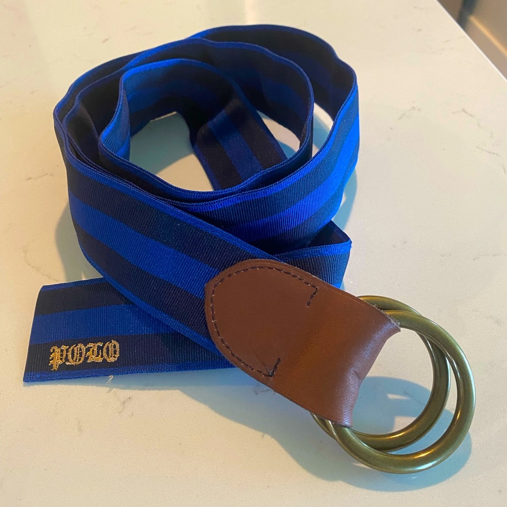 Polo Ralph Lauren Fashion Belt Adjustable Buckle Blue Brown